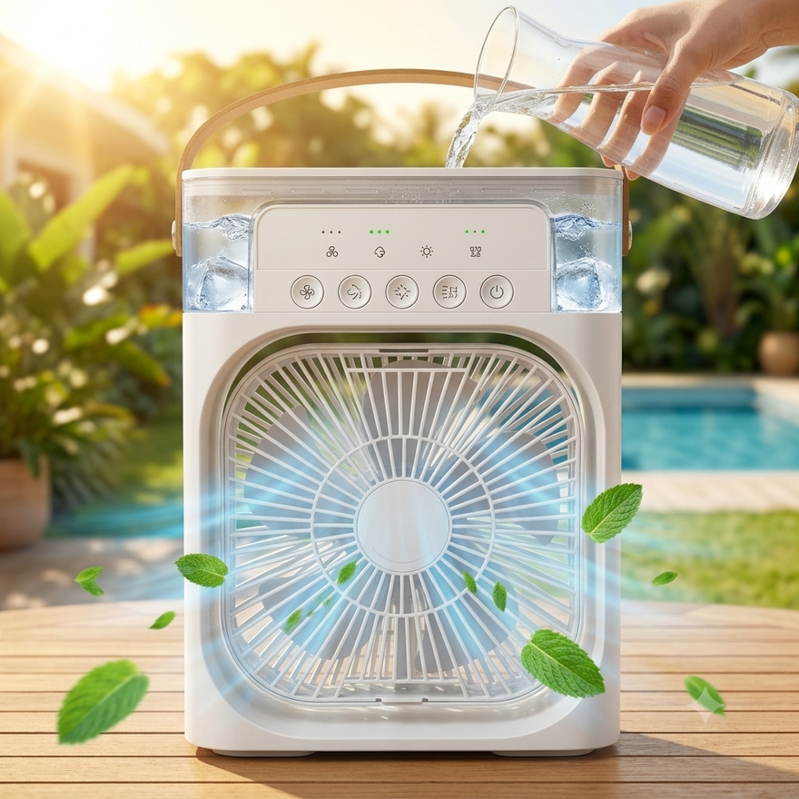 Ventilador humidificador de nebulización blanco